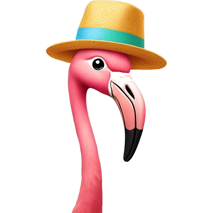 flamingo wearing hat emoji