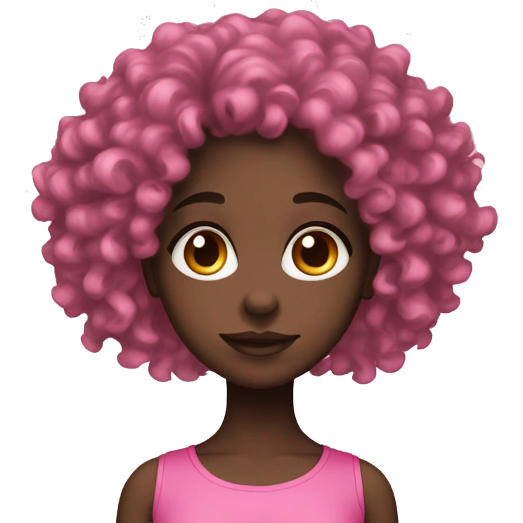 Black girl curly hair in pink emoji