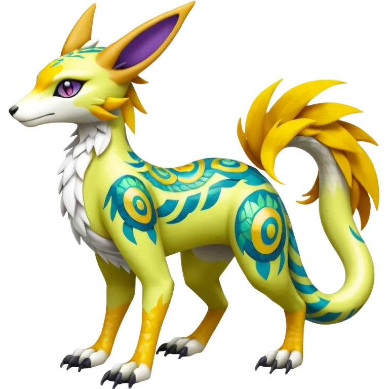 Meloetta-Vernid-Renamon-Lombax-Sergal-Pokémon-Digimon-Fakémon-fusion-hybrid-creature emoji