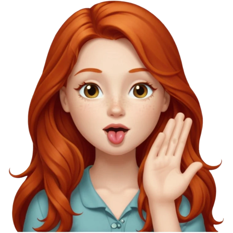 Long haired redhead winking & blowing kisses emoji
