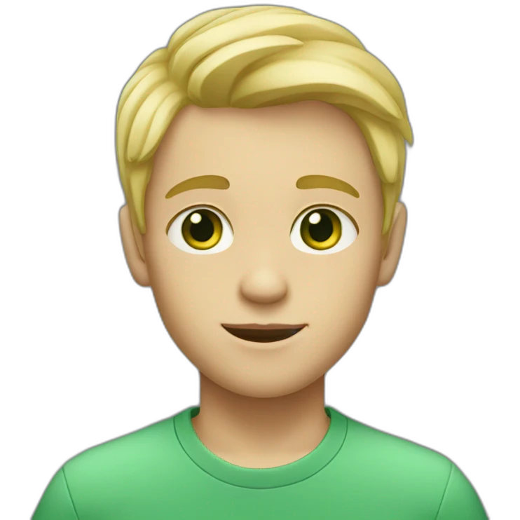 boy with blond hair, bright skin, green eyes emoji
