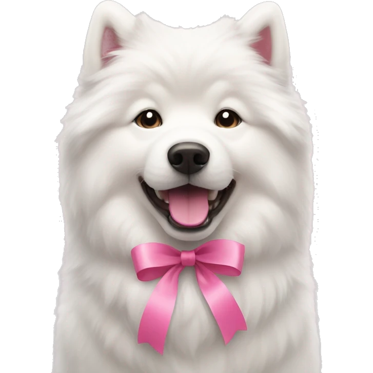 Samoyed with pink ribbon   emoji