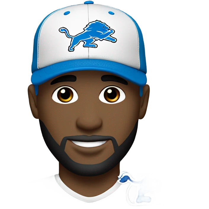 Detroit Lions hat, white male￼ with tattoos emoji