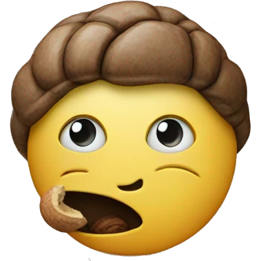 thinking smiley holding a nut emoji