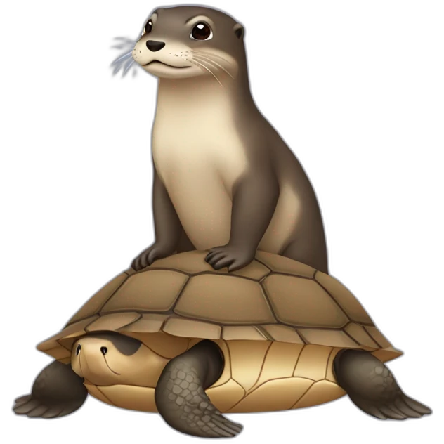 Une loutre sur une tortue emoji