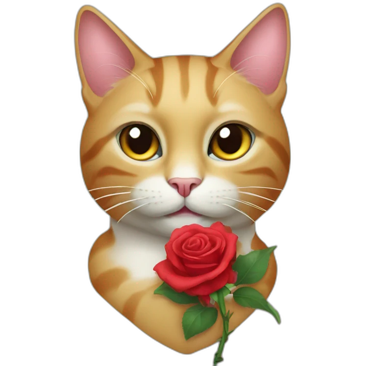 Fancy cat holding a rose in its mouth emoji