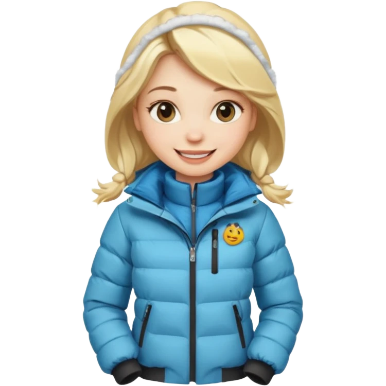 Девушка блондинка содетая в куртку и штаны зимой emoji