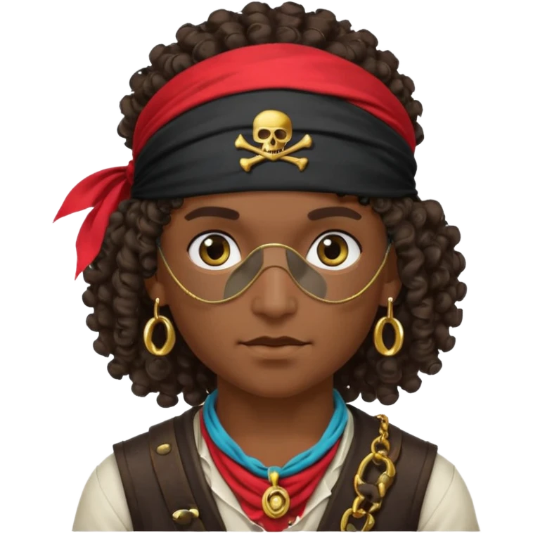 dark pirate curly hair emoji