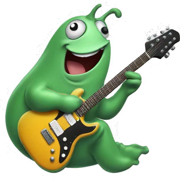 Happy slug playing electric guitar emoji