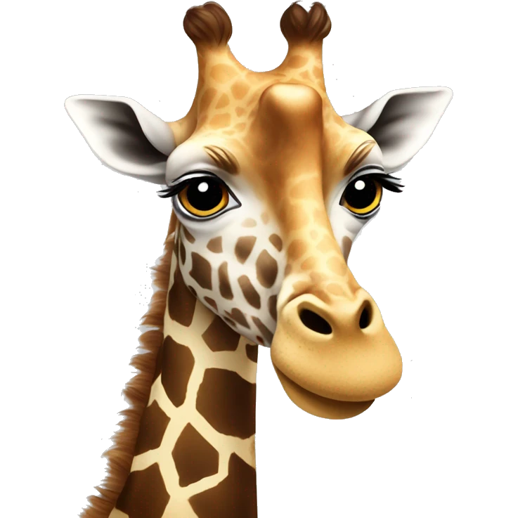 Giraffe with long brown hair ￼ emoji