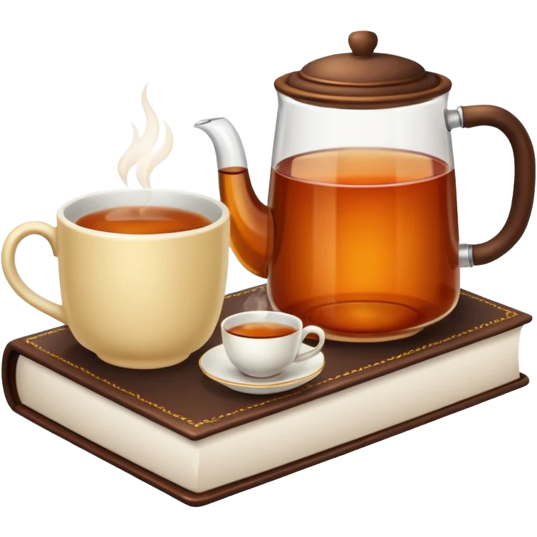 A cup of tea next to a book emoji