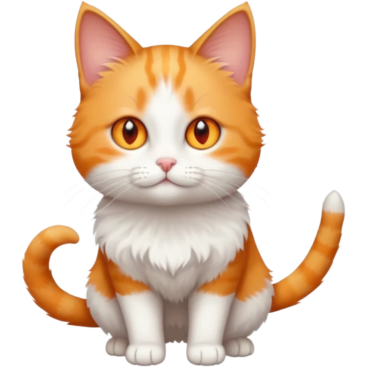 full body small short hair ginger and white cat with orange eyes  emoji