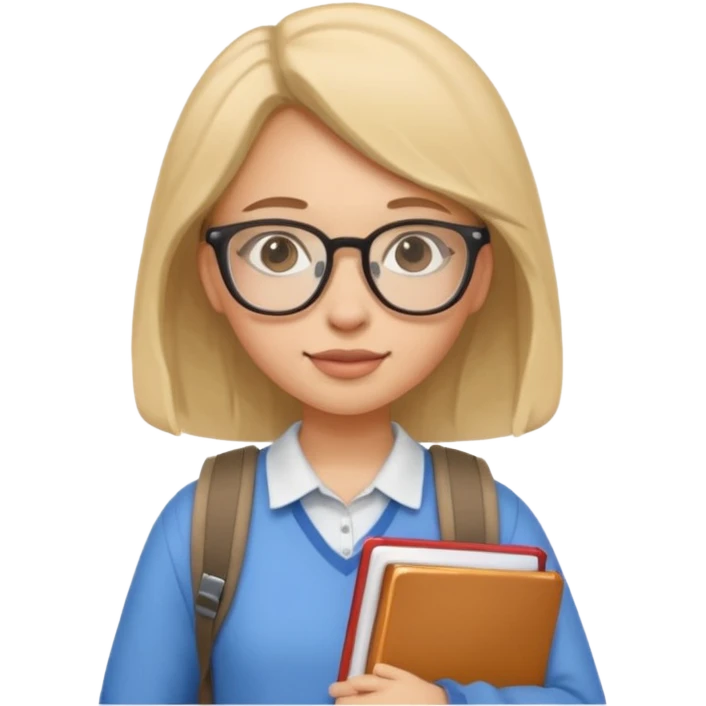 student girl with backpack and copybook emoji