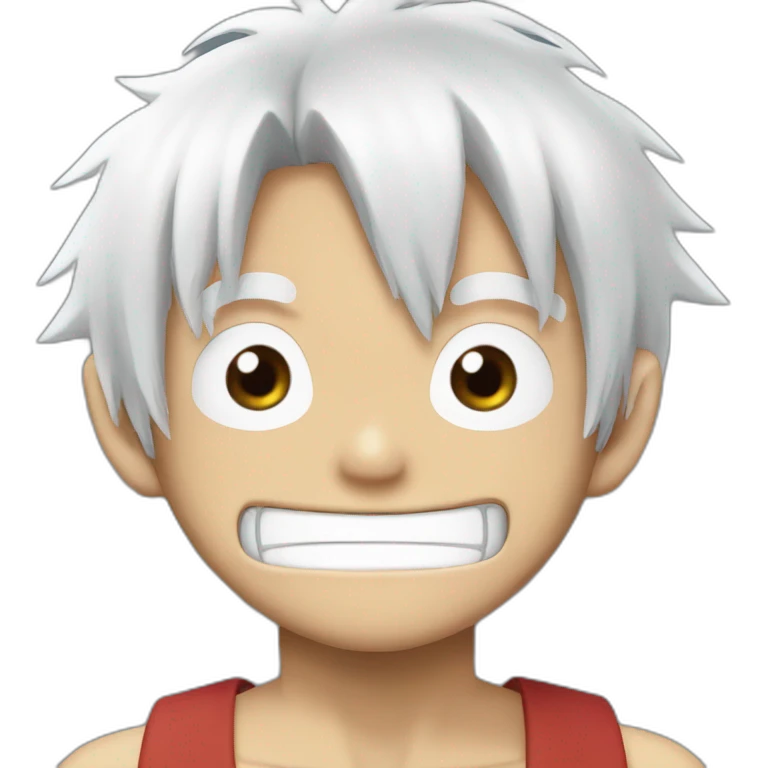 monkey d luffy with white hair and eyebrow emoji