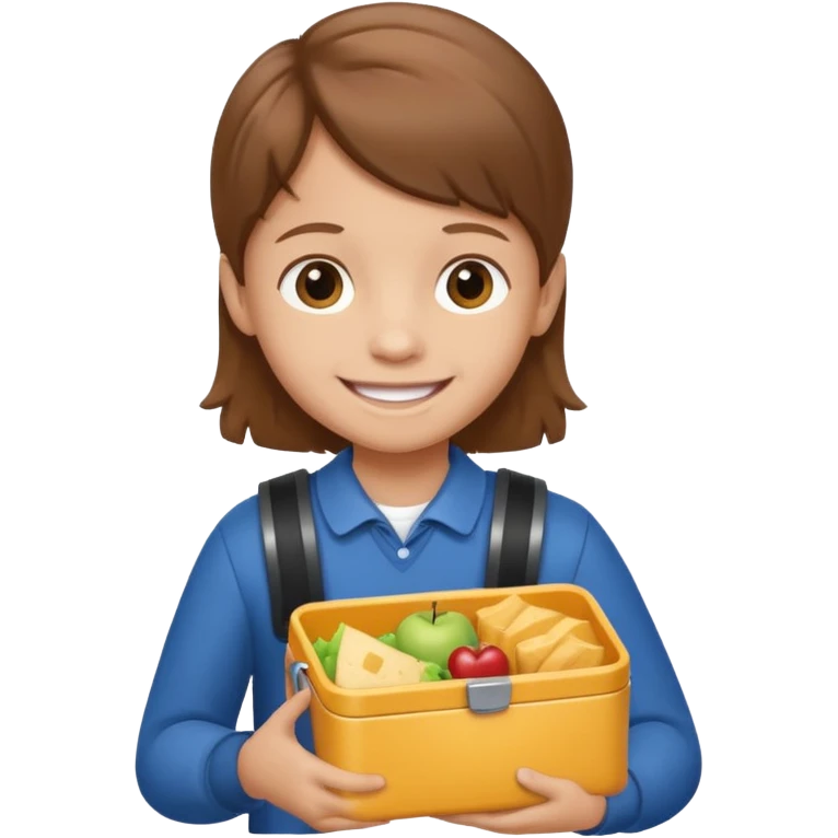 child with lunchbox emoji