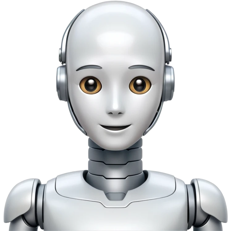 happy Humanoid robot, face + neck emoji