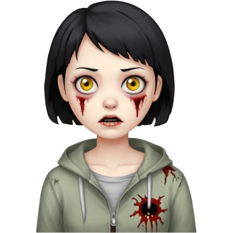 Zombie girl with very short hair emoji