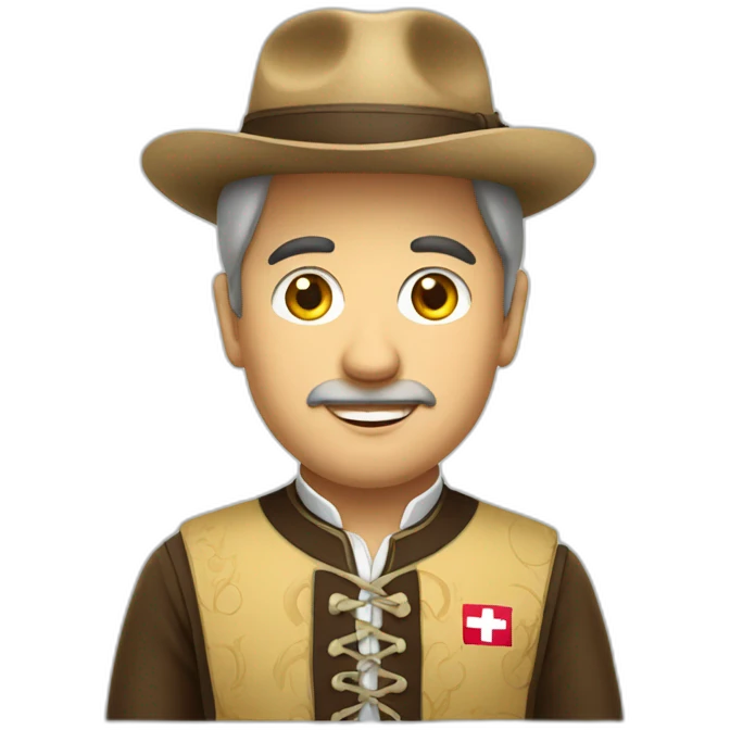 Swiss yang man in tracht suit with hat emoji