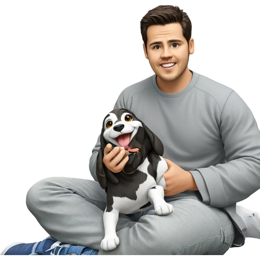 smiling boy holding animal outdoors emoji