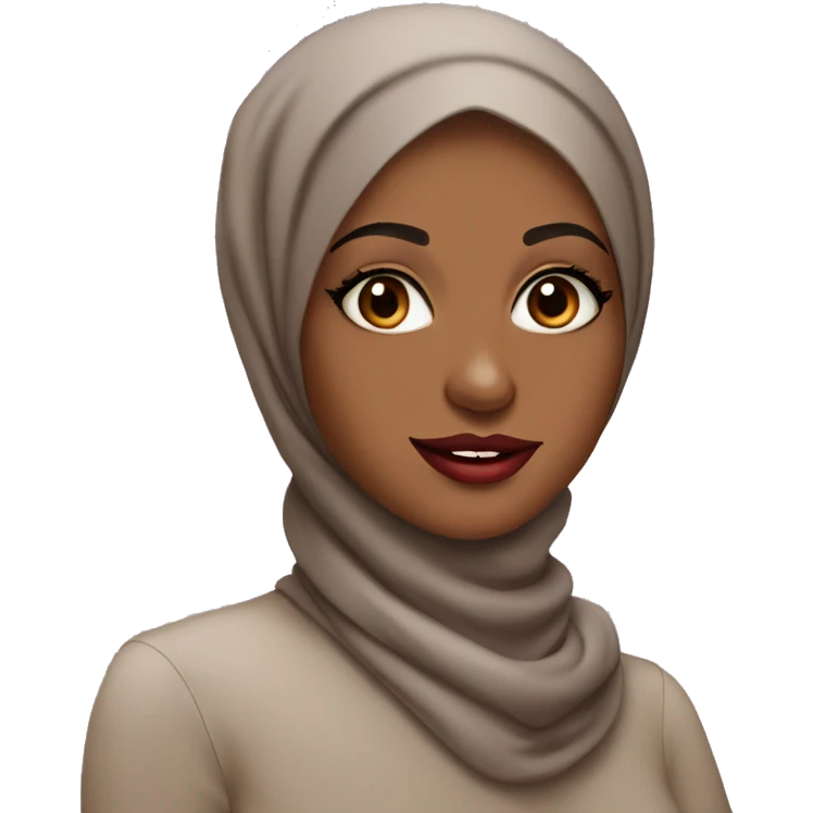 Hijabi brown girl with big red lips and big eyelashes  emoji
