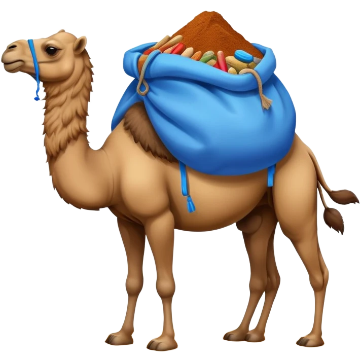camel with a blue sack with spices on his back emoji