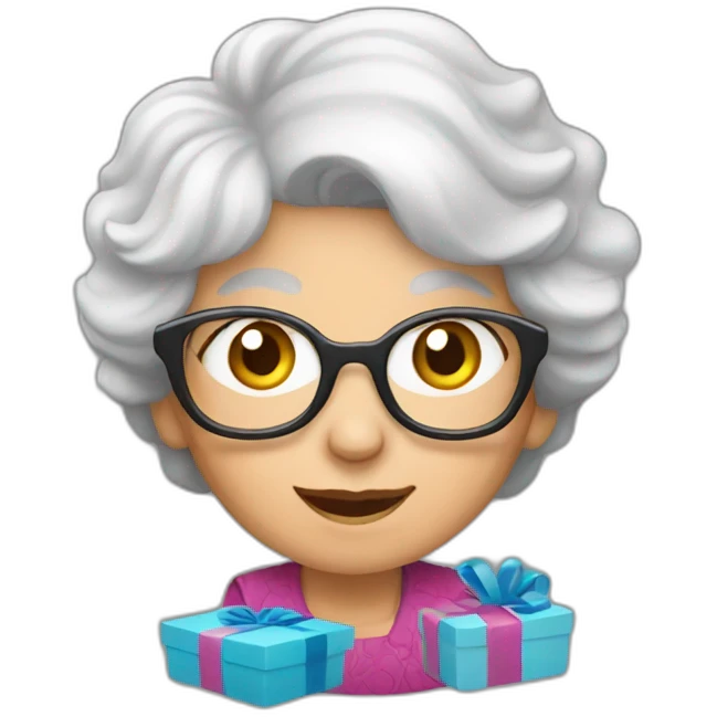 Granny with a gifts emoji