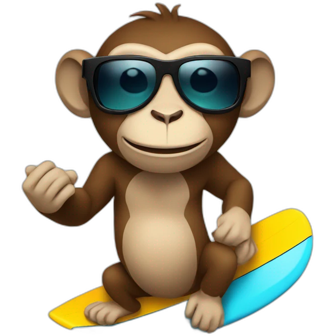 Monkey sunglasses surfing emoji