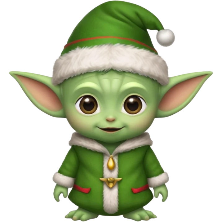 Baby joda con cappello da elfo di natale emoji