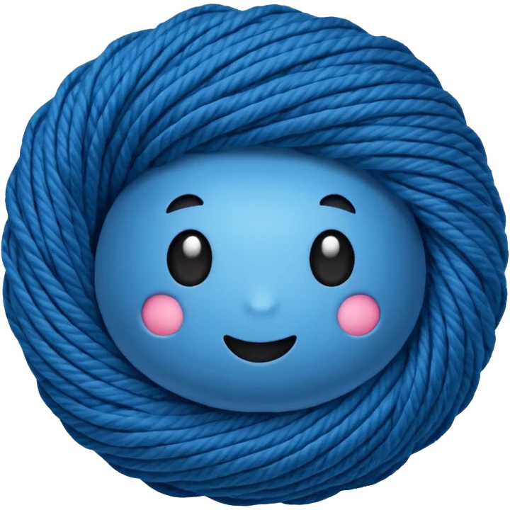 Rolled Yarn Ball blue  emoji