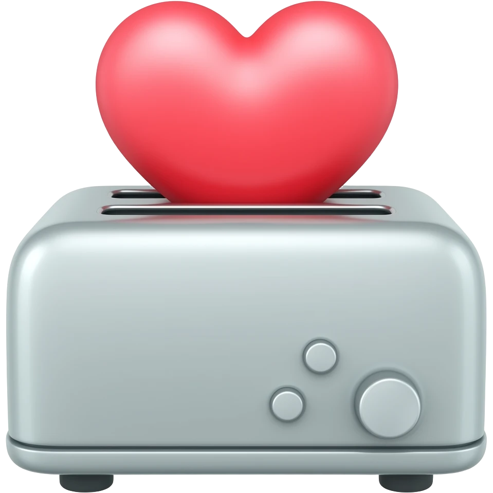 Heart going into toaster emoji