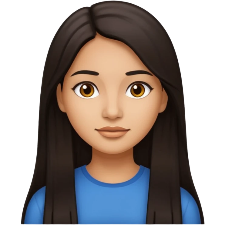 portrait of one Hispanic woman, medium skin tone, long straight dark hair, no children, no one else in the image emoji
