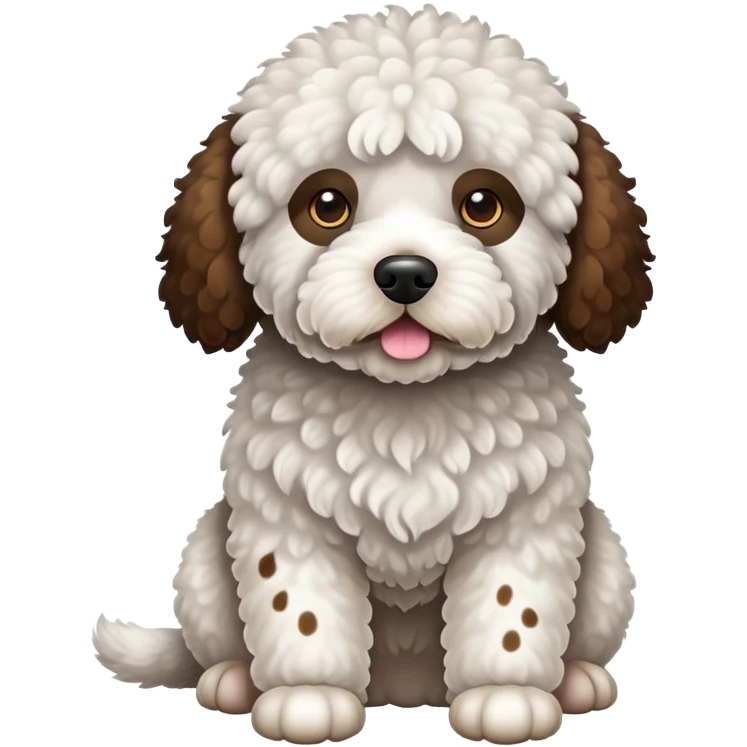White spanish water dog with some brown spots  emoji
