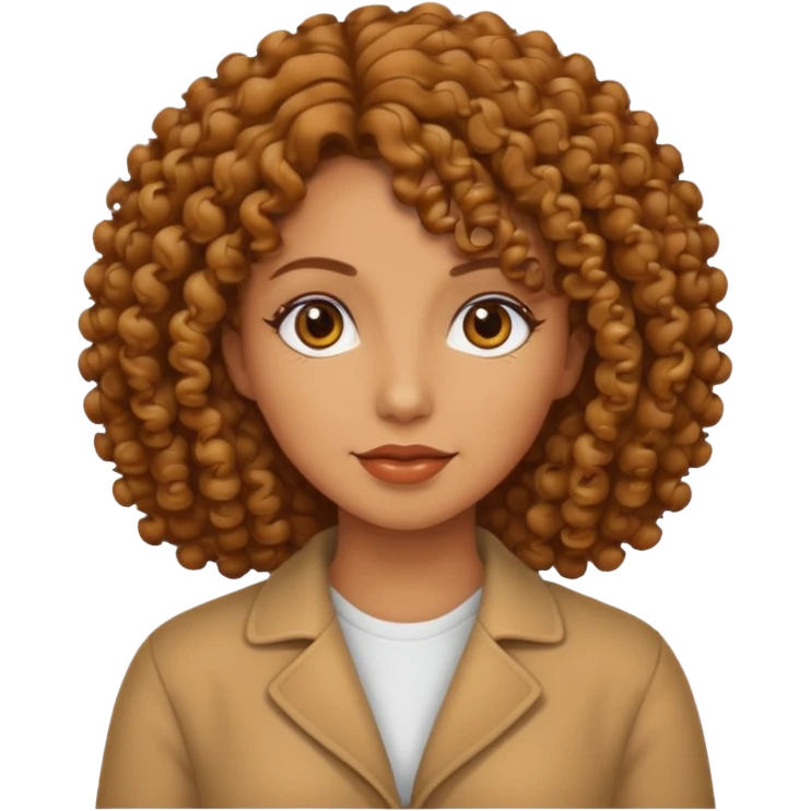 Mujer piel canela y pelo rizado emoji