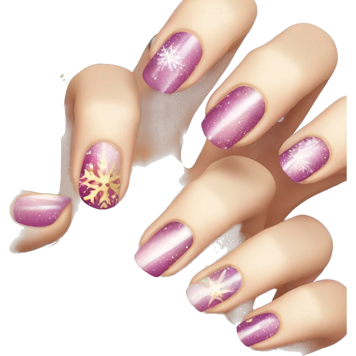 Manicure with Christmas nails emoji