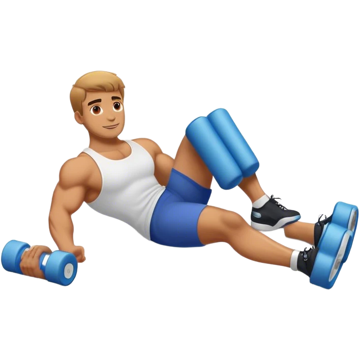 buff guy lying lats down on foam-roller emoji