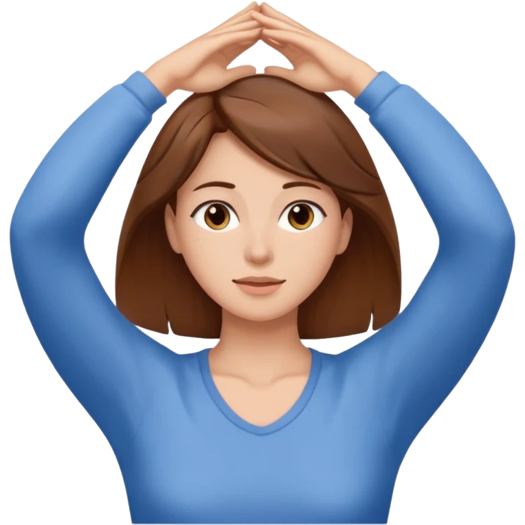 woman with brown hair stretching after waking up emoji