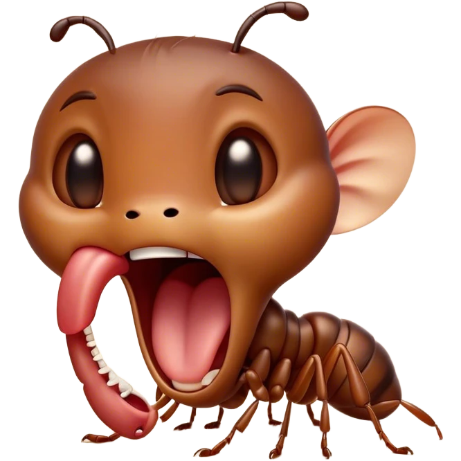 Cinematic Adorable Yawning Ant Portrait Emoji, Head tilted slightly with a dramatic, wide-open yawn, showcasing a tiny, segmented body with softly drooping features and sleepy, half-closed eyes, Simplified yet irresistibly cute features, highly detailed, glowing with a soft, cozy natural glow, high shine, relaxed yet expressive, stylized with a dash of whimsical charm, soft glowing outline, capturing the essence of a drowsy ant that appears ready to stretch out for a nap! emoji