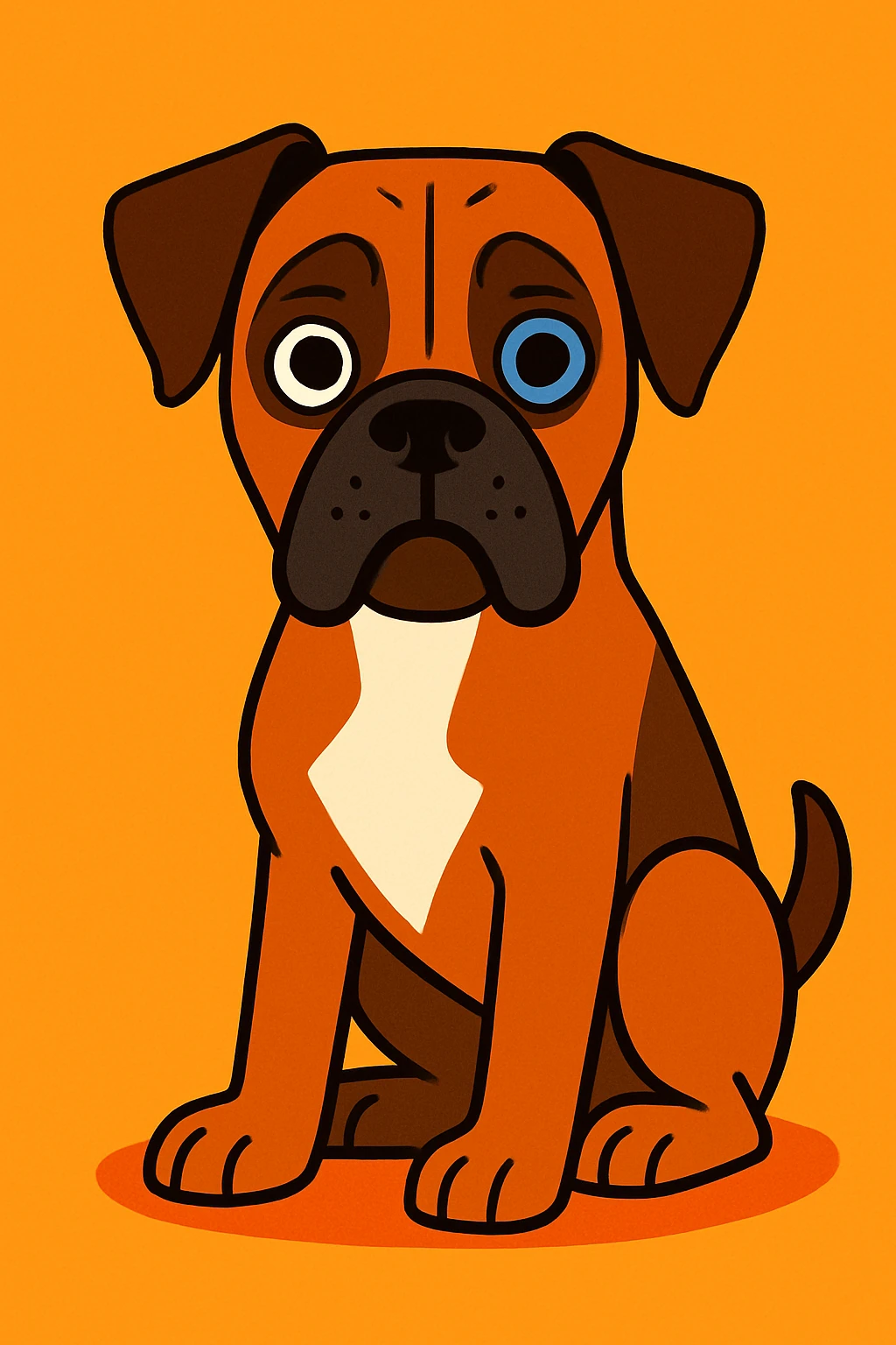cartoon style brown boxer dog with one blue eye emoji