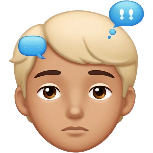 character with thoughtful expression and thought bubble emoji