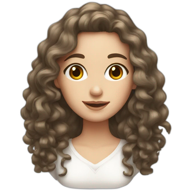 WHITE GIRL WITH LONG, DARKISH BRUNNET, CURLY HAIR AND A LIGHT SPRAY OF FRECKLES emoji