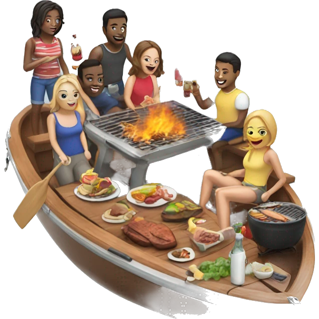 group bbq on a speedboat emoji