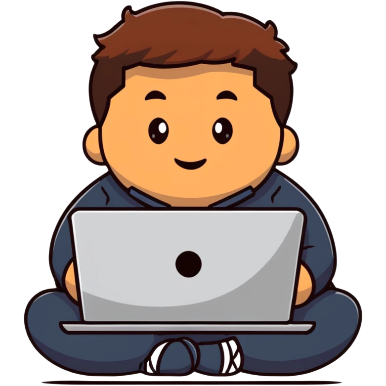 fat brown kid with brown hair using laptop emoji