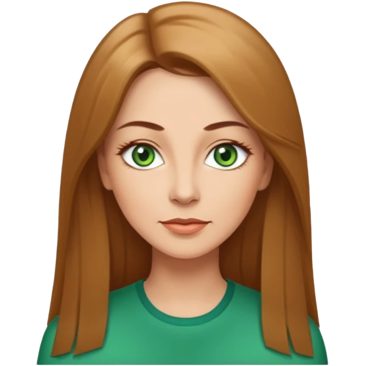 Pretty middle age woman with green eyes and long straight light  brown hair  emoji