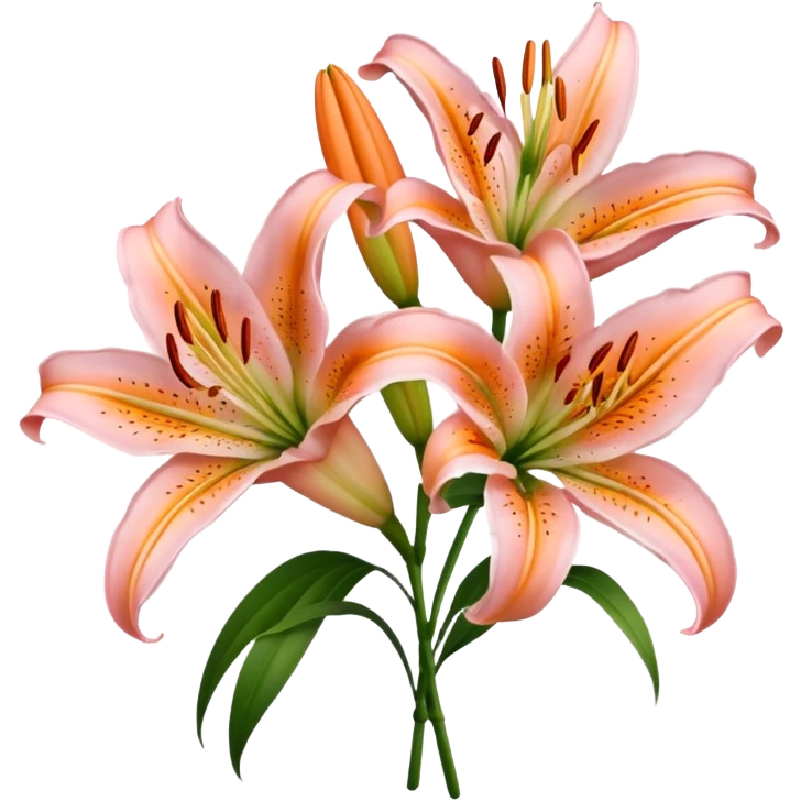 bouquet of light pink and orange oriental lilies emoji