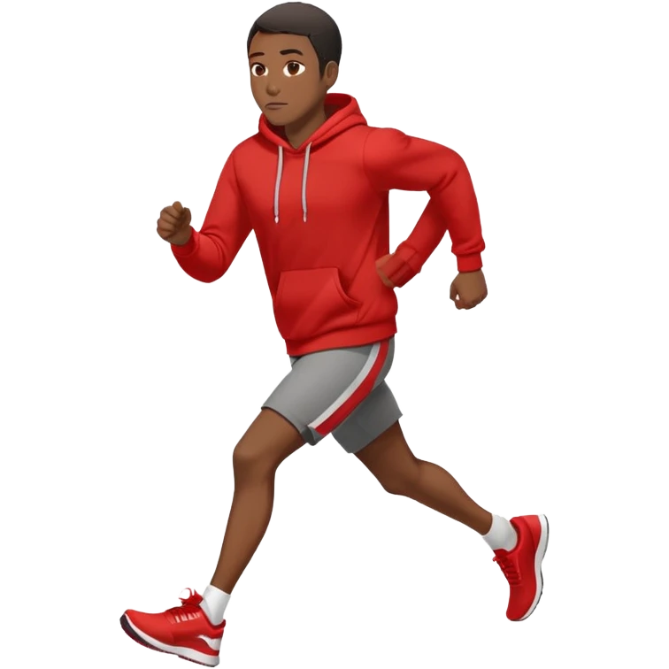 Black Man Wearing Red Hoodie. and running. right side emoji