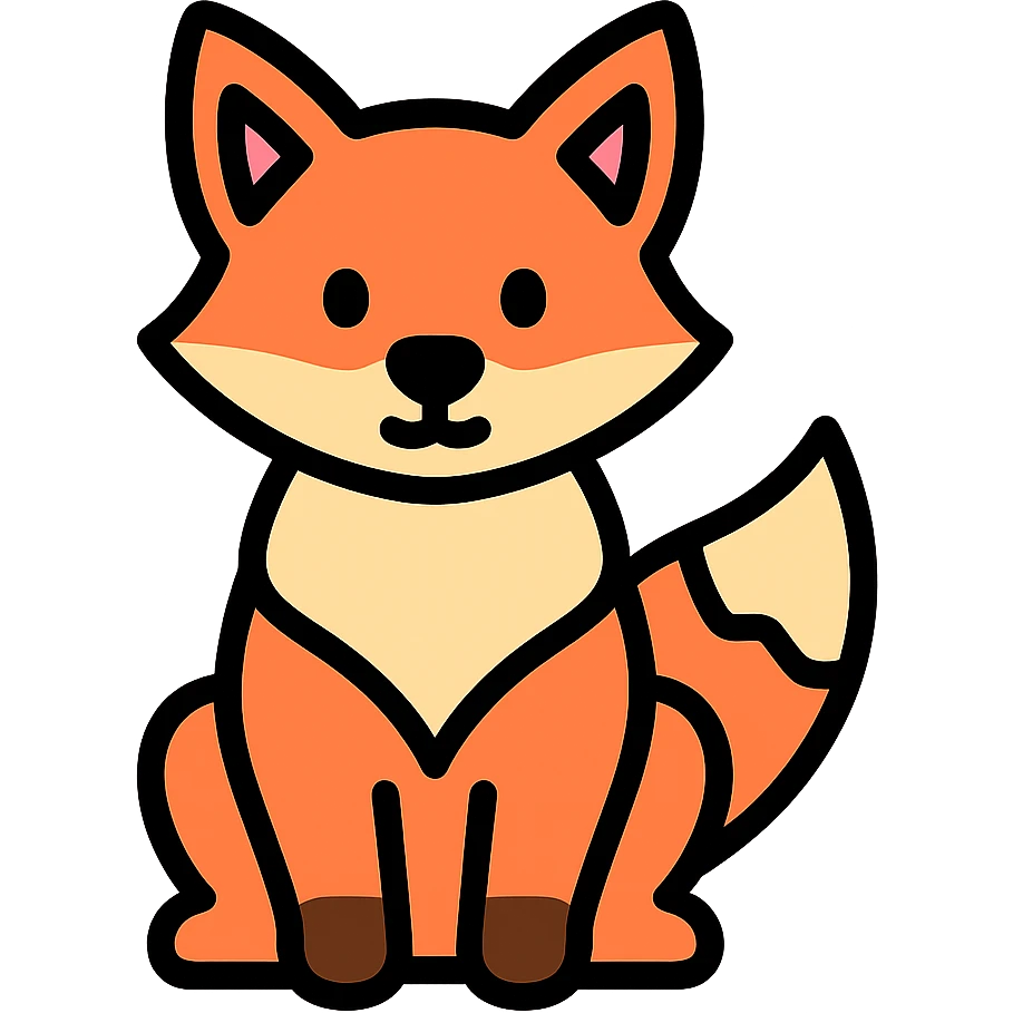 sitting and alert fox color icon emoji