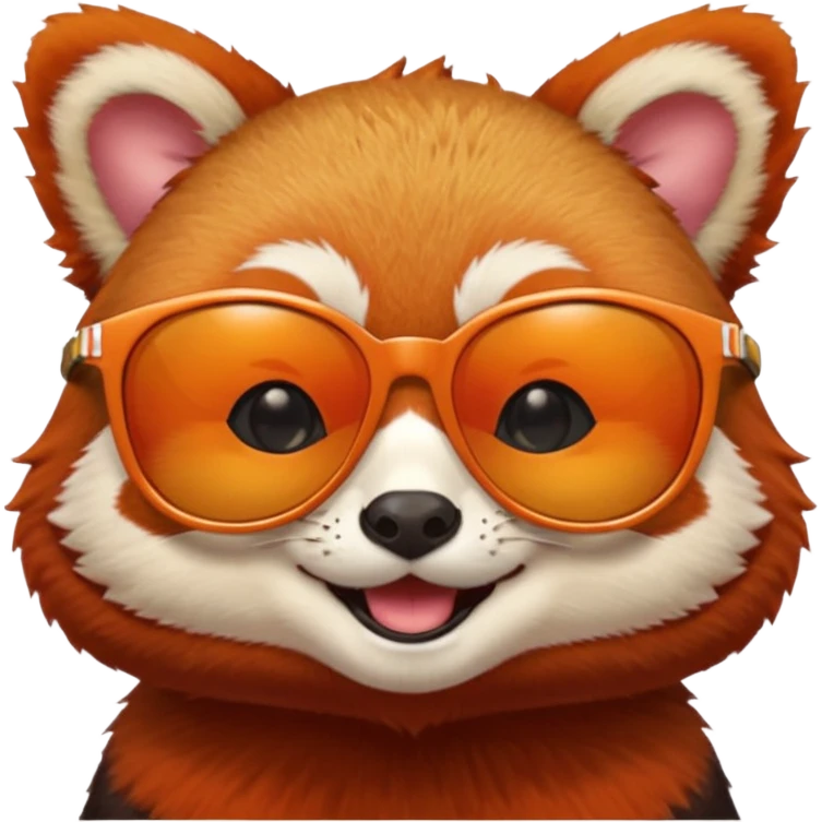A red panda with no eyes, shades on and smiling emoji