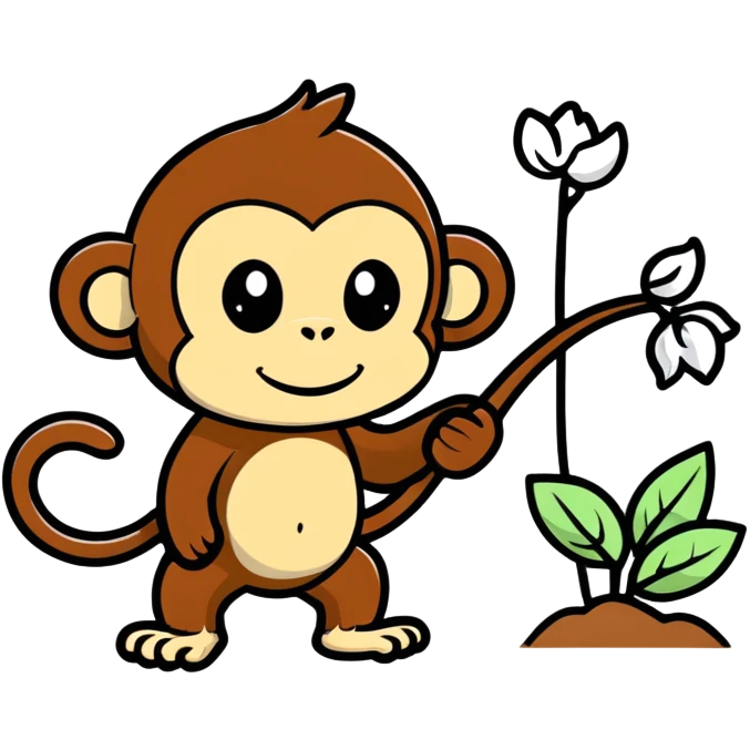 Monkey picking cotton emoji