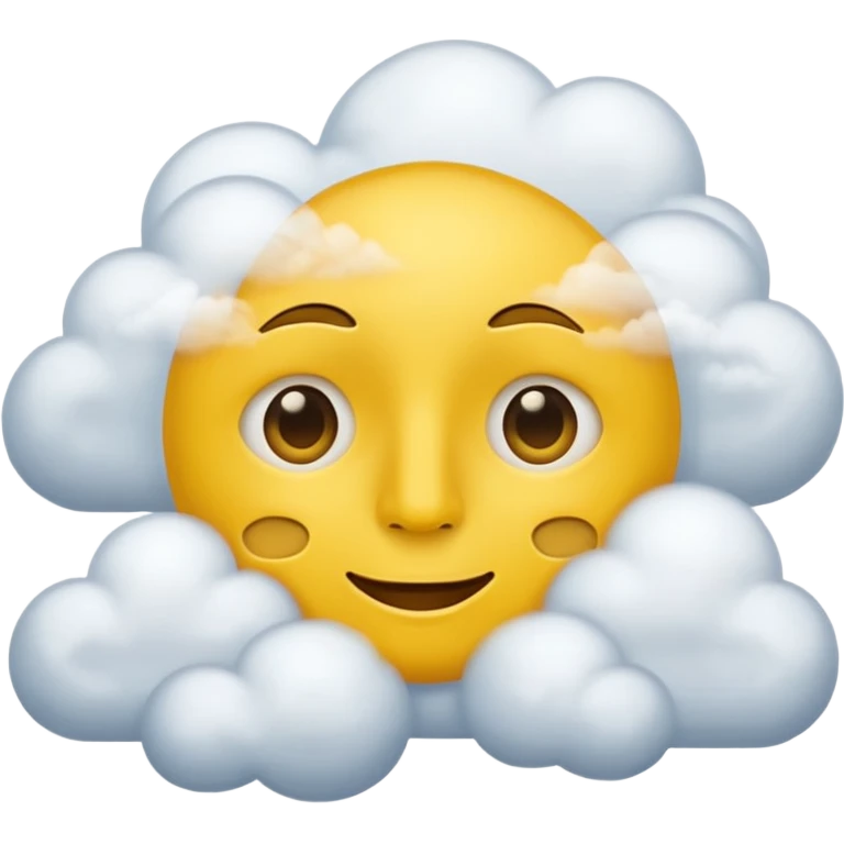 No mouth face in clouds a yellow circle remove nose and remove a white eyes emoji
