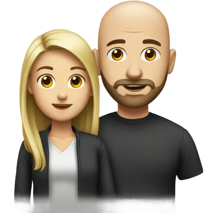 Bald man with beard and girl emoji